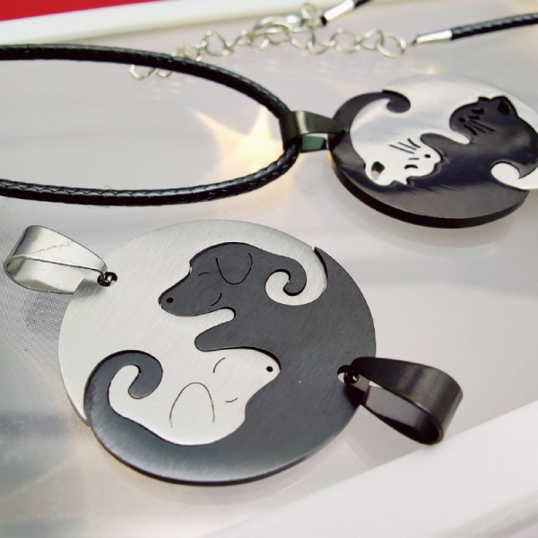 Парные подвески / двойные кулоны - пазлы / котики Инь Ян / собачки Инь Ян